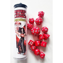 Dungeon Crawl Classics : Set 14 dés Magicien Moustachu (rouges) - EDITIONS AKILEOS - Board game | IPA Gameshop EU